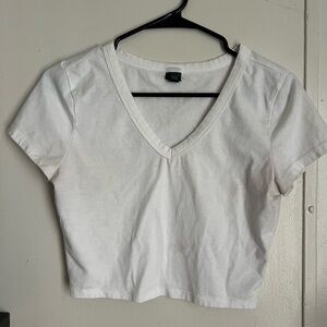 White, baby tee crop top
